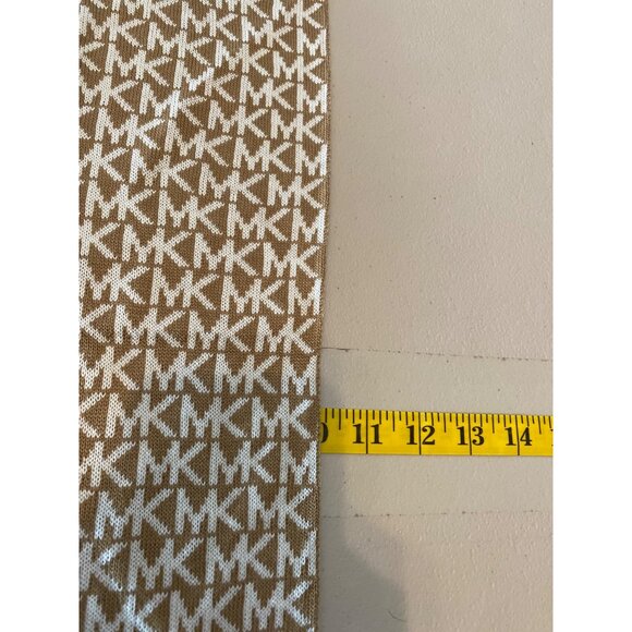 Michael Kors Brown & White Logo Knit Scarf Acrylic - Picture 6 of 6